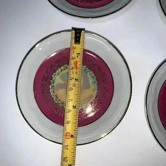 set of 4 Madonna 4 INCH  small Plate Luster Porcelain, Made in GDR Germany - Picture 4 of 5